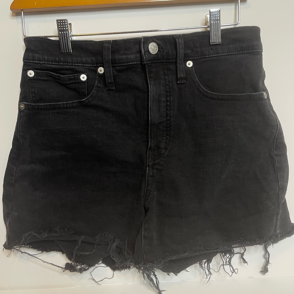Madewell Black Jean Shorts Distressed Cut-Off Hem